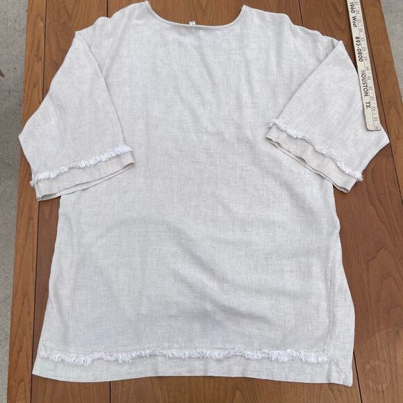 Umgee Women M Linen Blend Tunic Top Minimal ResortWear Lagenlook Coastal Grandma - Picture 7 of 7